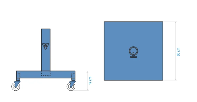 Socle en tôle 60kg de parasol avec roues en Tunisie