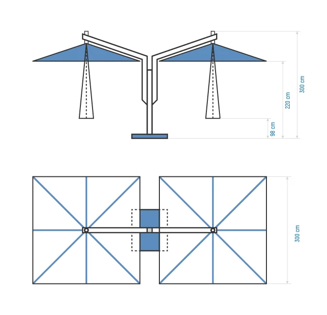 Parasol excentré double en aluminium en Tunisie